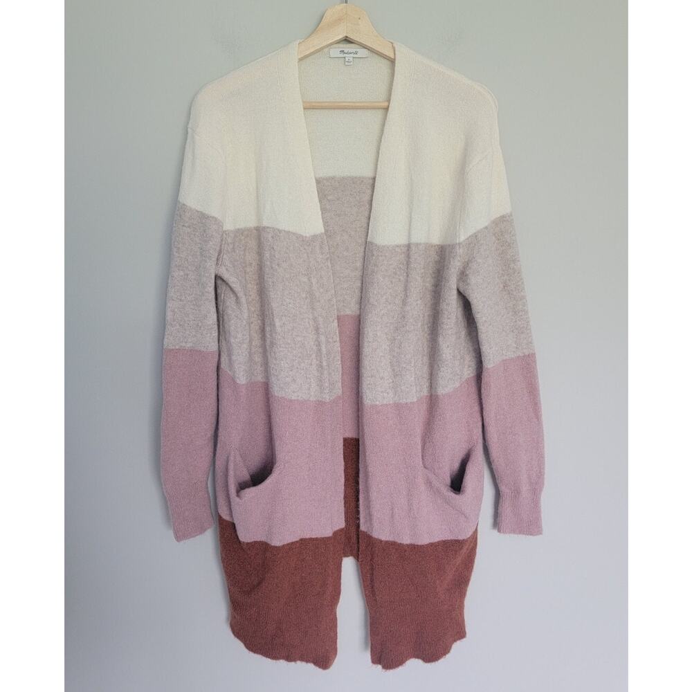 Madewell Womens S Colorblock Merino Wool Blend Open Cardigan
